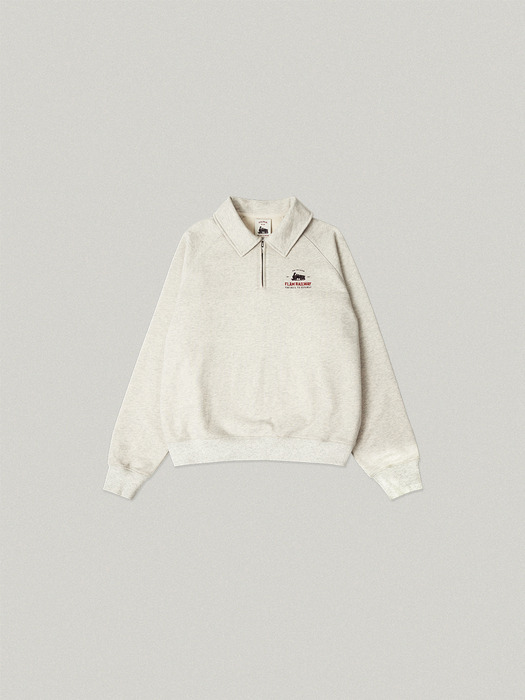 DUR COLLAR ZIP UP SWEAT SHIRT [OATMEAL]