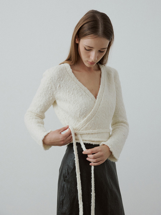 [3rd] BOUCLE WRAP KNIT CARDIGAN_3COLORS