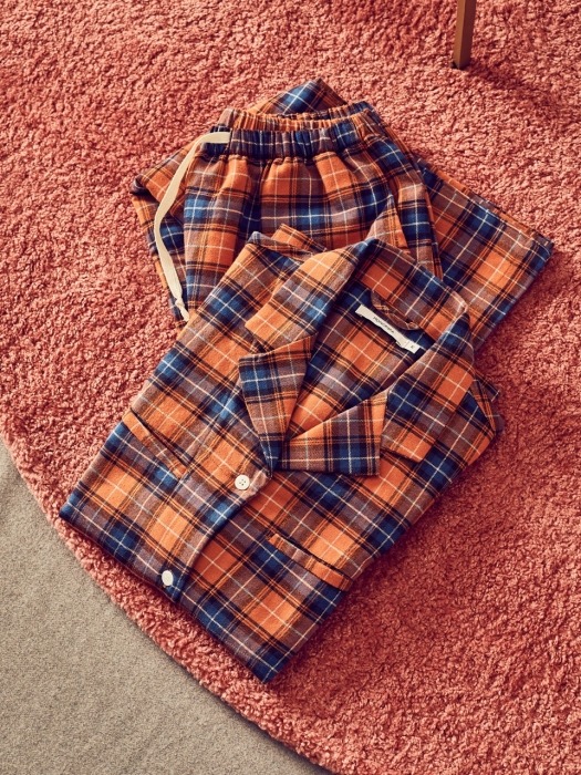 (W) Abbie PJ Set Flannel Pumpkin Plaid