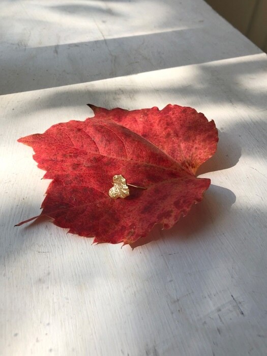 mini gold leaf earrings