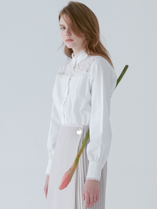 comos147 lace yoke shirt (white)