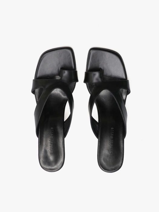 CUT OUT STRAP MULE - BLACK  