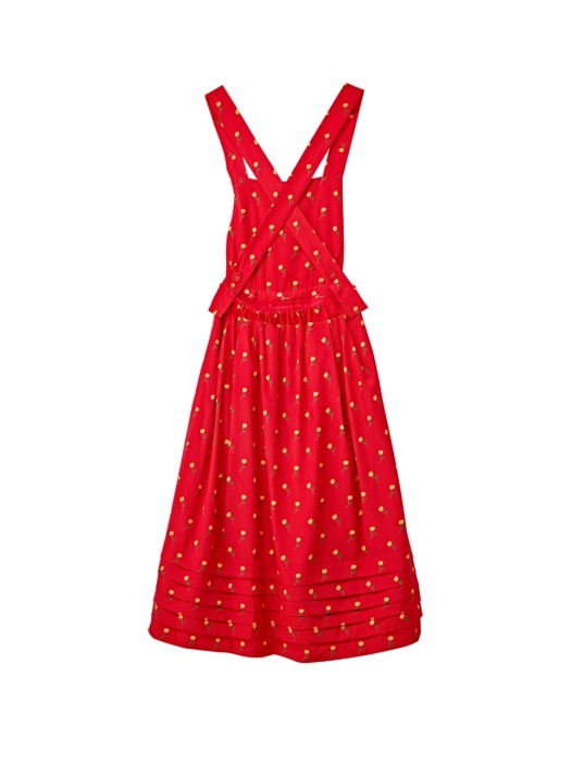 Tulip X strap apron dress - Red