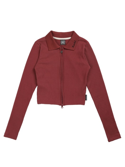 RNHI COLLAR ZIP UP SLIM TOP [WINE]