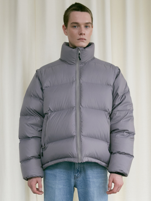 UNISEX 2-WAY DUCK DOWN PUFFER JACKET GREY UDJU9F111G2