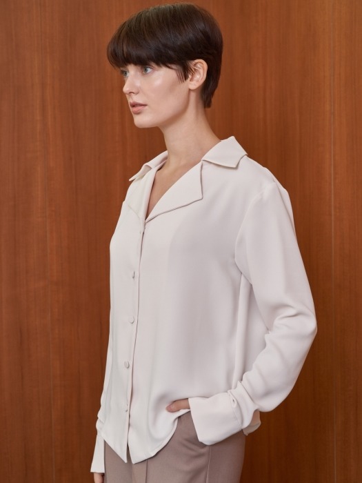 tailored collar blouse - cream