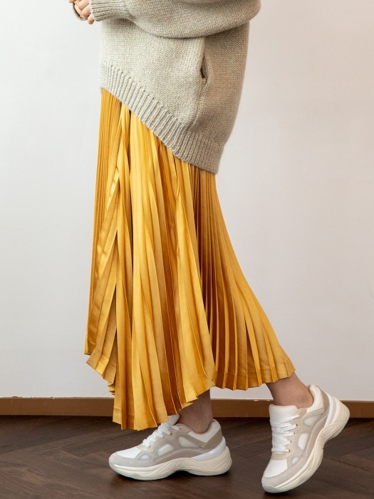Elli Pleats Skirt_yellow satin