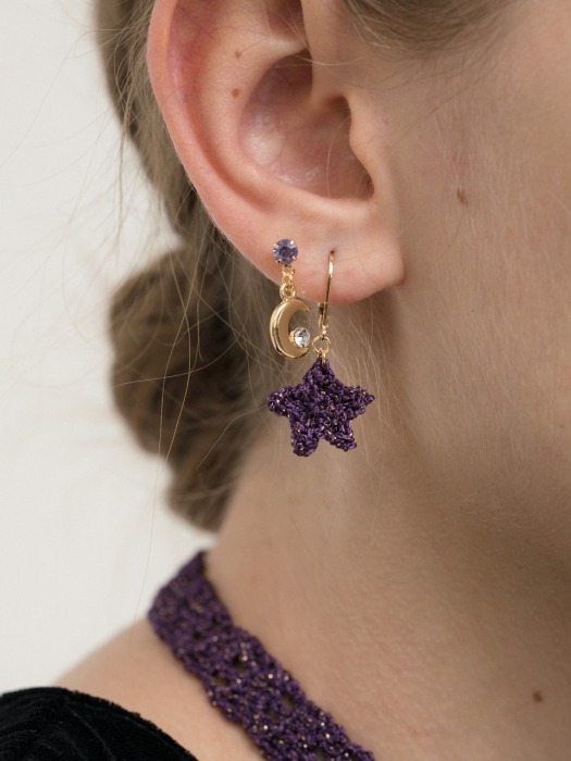 Purple point 3set mini earring