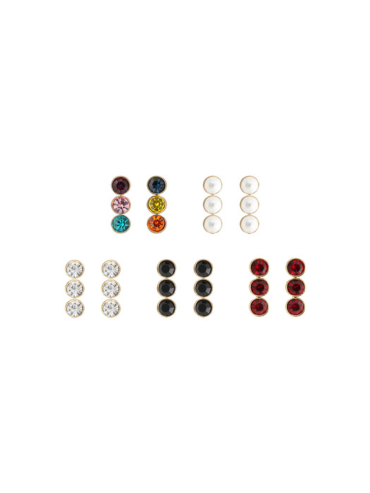 Triple Color Stone Post Earrings