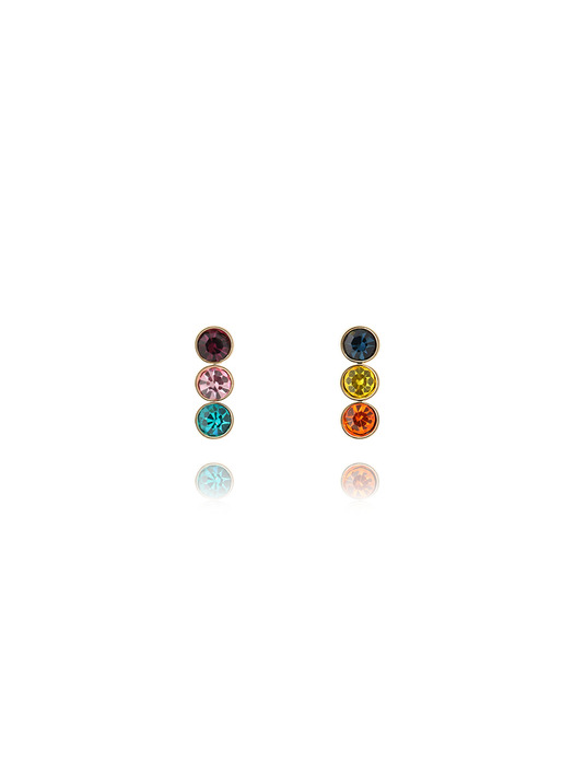 Triple Color Stone Post Earrings