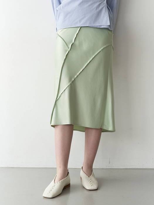 Silky Cut-Line Skirt_Mint