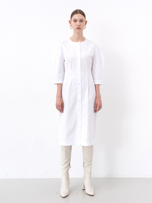 COTTON SHIRT DRESS (WHITE)