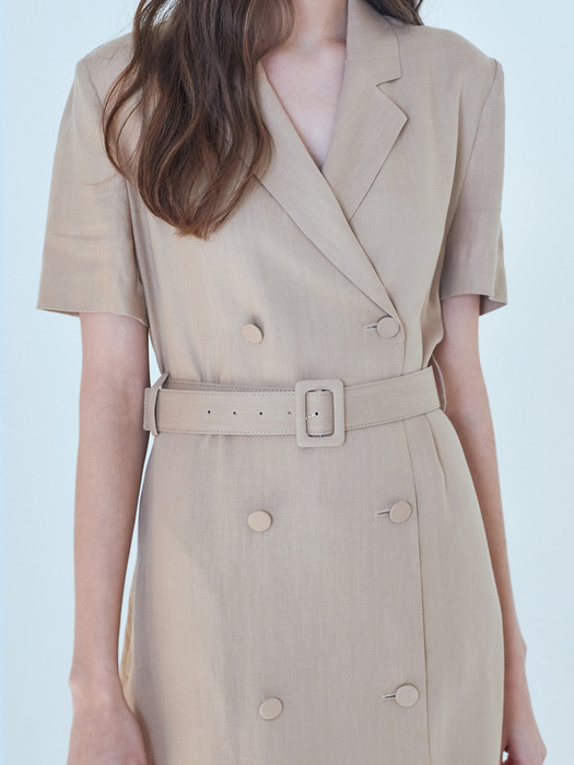 Claire Linen Jacket Dress [Beige]