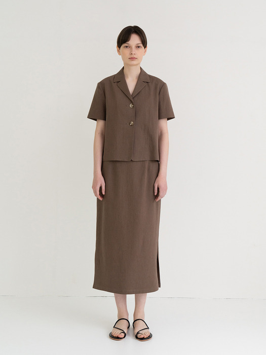 linen wearable h-line skirt d/brown