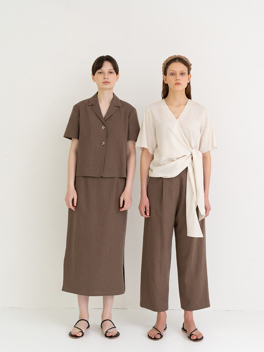 linen wearable h-line skirt d/brown