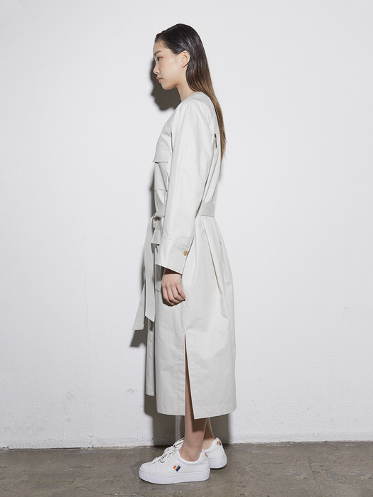 [EXCLUSIVE] Pocket belted cotton twill dress 