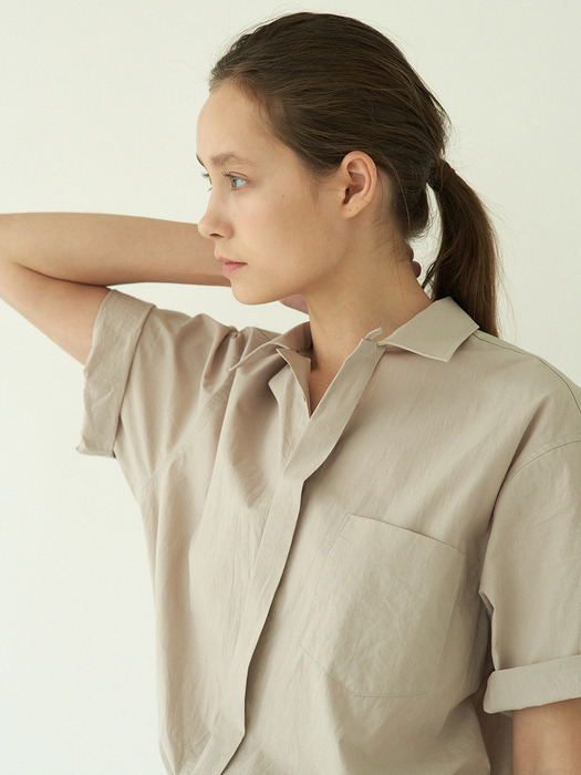 collar cotton jumpsuit (light grey)