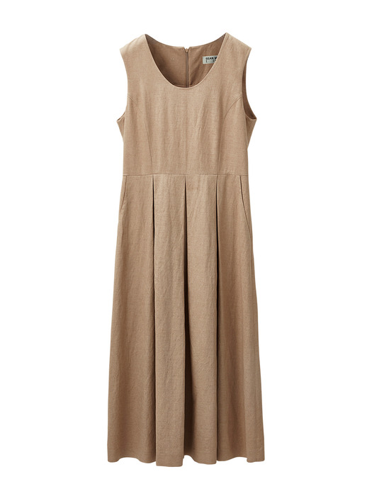 LINEN SLEEVELESS ONE-PIECE BEIGE