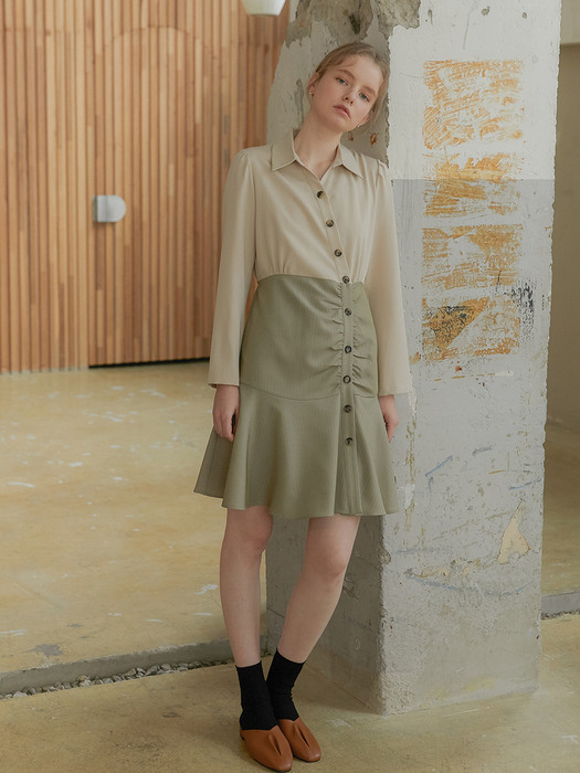 Jay Button Dress_Two tone