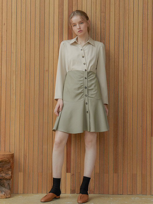 Jay Button Dress_Two tone