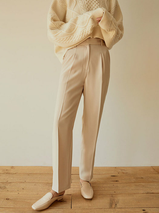 Button Point Wide Slacks(Beige)