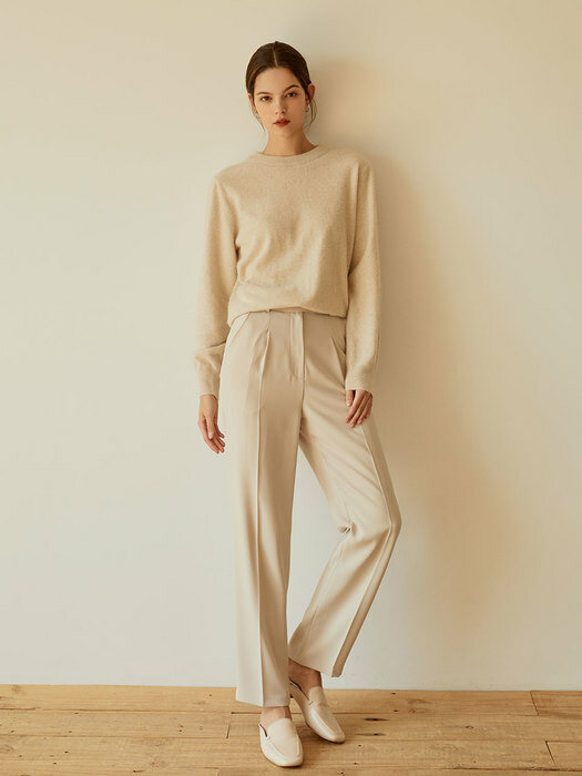 Button Point Wide Slacks(Beige)