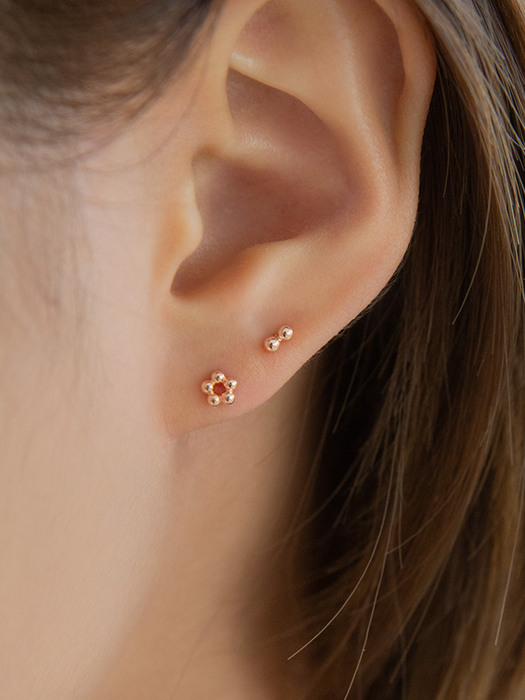 14k gold mini layered ball earrings (14k 골드)