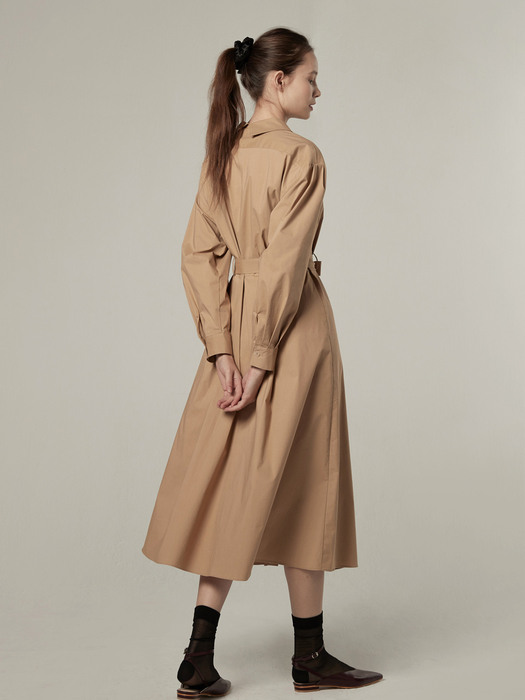 [EXCLUSIVE] Flare shirts dress - Beige