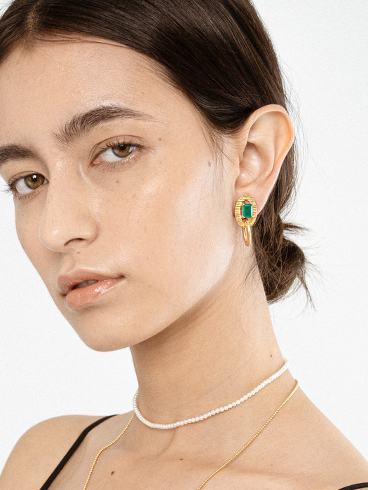 green onyx earring