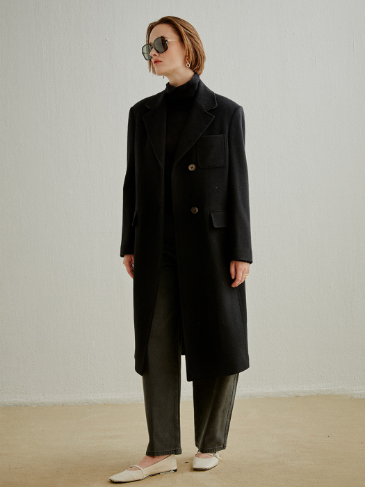 WOOL CASHMERE TAILORED COAT BLACK (AECO0F002BK)