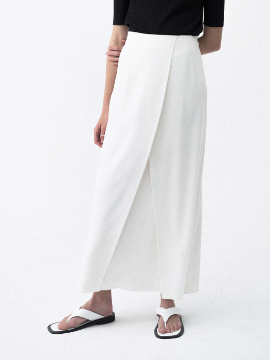 [리퍼브] Wrap Pleats Long Skirt White