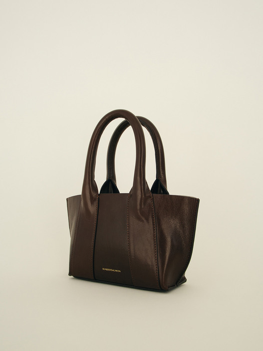 SS21 Italian Leather Small Basket Tote Dark Brown
