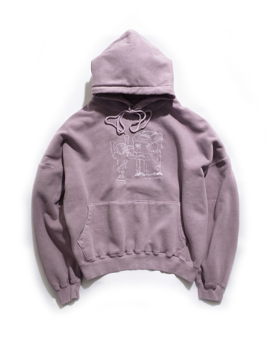 [EZwithPIECE] PIG DYED TRASHMAN HOODIE (PURPLE)