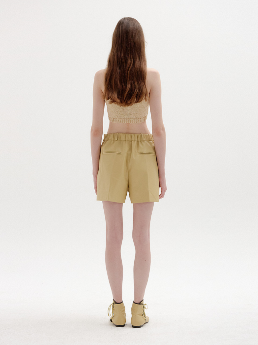 STAR Leather Shorts - Beige