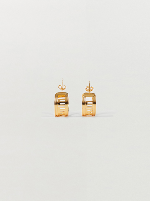 SHE Lettered Hoop Earrings - Gold