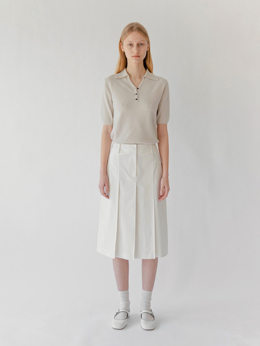 Cotton Pleated Skirt in White