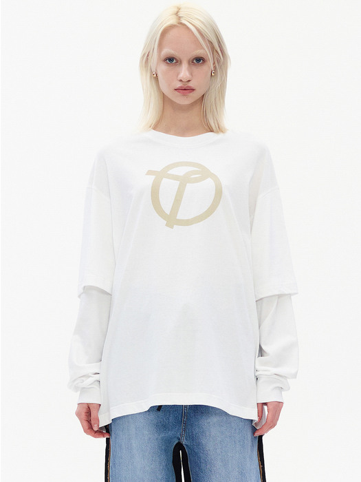 SYMBOL PRINT LAYERED T-SHIRT, WHITE