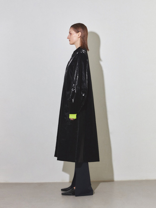 Balloon Trench Coat (Faux Patent Leather)