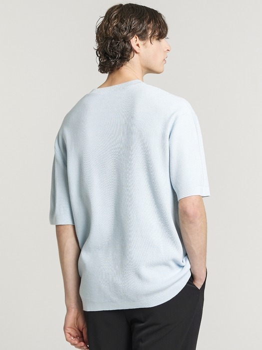 Shory Sleeve Waffle Knit - Sky Blue