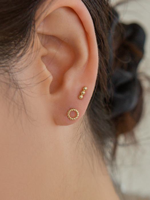 14K Gold Twist Round Piercing Earrings (14k골드) s14