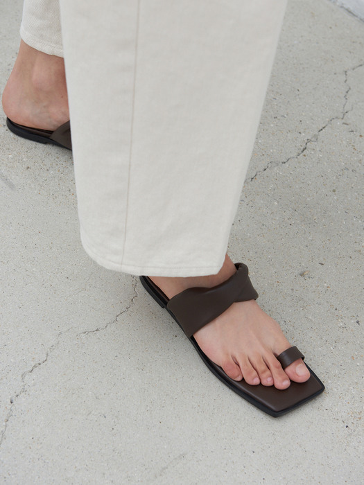 Lou Slides Leather Brown