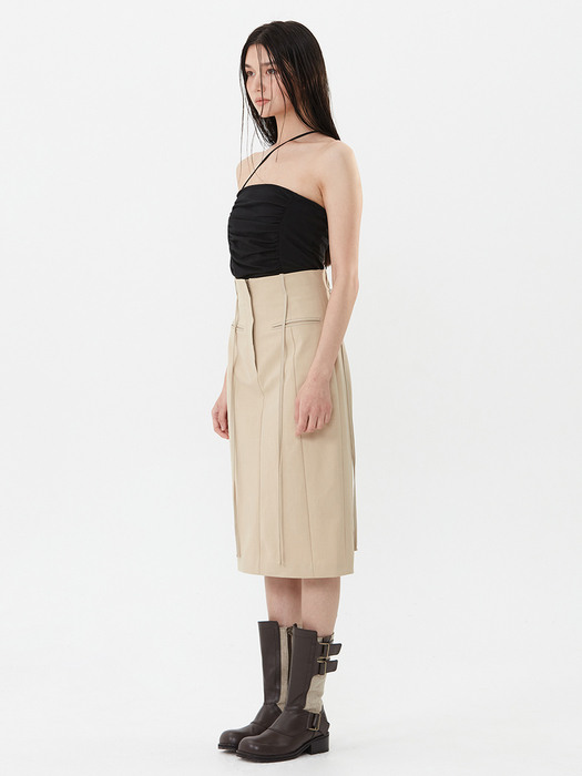 BELT LOOP STRAP SKIRT, BEIGE