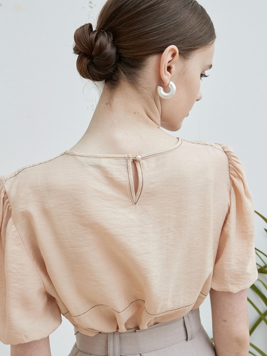 j761 stitched blouse (peach)