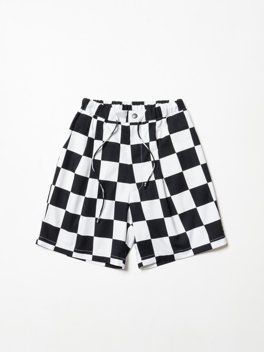 Checkerboard Shorts White Black