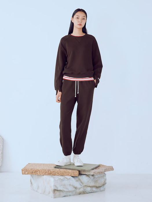 Sleeve Point Crop Sweatshirts  Brown (KE1840M10D)