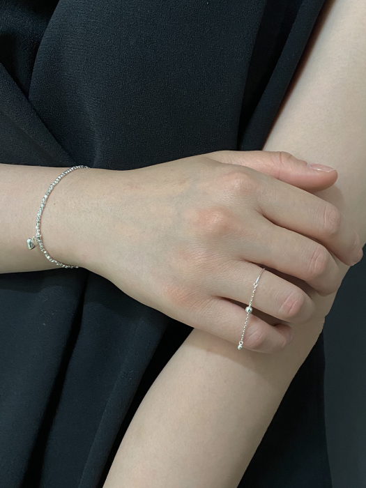 [silver925]TN73 [2SET]heart bracelet+chain ring set
