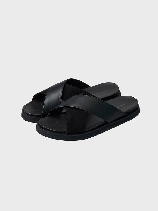 Suede and Leather Sandals Black