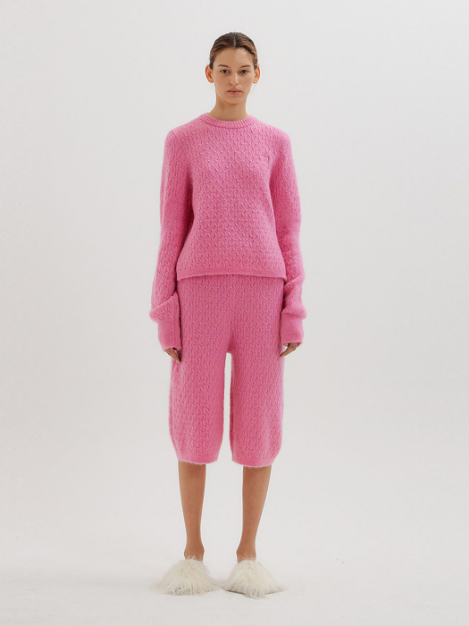 TAKA Cable Knit Midi Pants - Pink