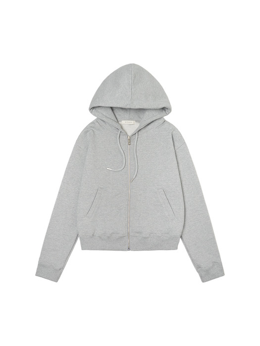 SITP5036 Crop Hood Zip-up_Melange gray