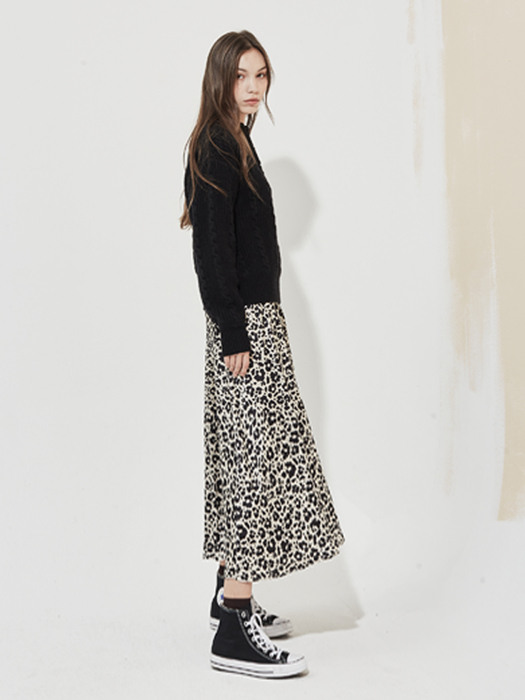 Leopard Long Skirt Ivory